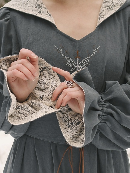 Платье с вышивкой из хлопка крэш и кружевного полотна