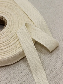 Лента саржевая цв.суровый, ш.18мм, хлопок-100%