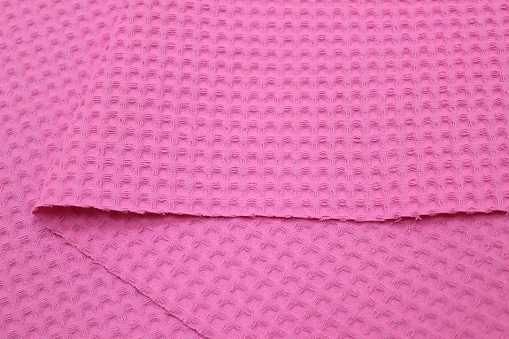 Вафельное премиум-полотно "Italy" цв.Розовый насыщенный, ш.1.5м, хлопок-100%, 240гр/м.кв