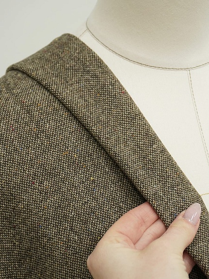 Шерсть костюмная Твид  цв.Коричнево-бежевый, ш.1.5м, шерсть-30%, п/э-70%, 270гр/м.кв