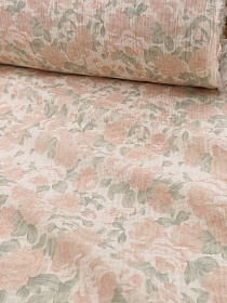 Муслин двухслойный с эф.жатости "Дыхание роз", ш.1.35м, хлопок-100%, 120гр/м.кв