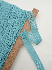 Кружево цв.бирюзовый, ш.30мм, хлопок-90%, п/э-10%, рис.111/19