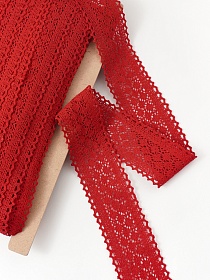 Кружево цв.красный, ш.60мм, хлопок-90%, п/э-10%, рис.153/16