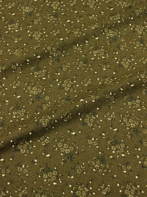 Теплый хлопок "Мелкое соцветие на т.оливково-коричневом", СОРТ2, ш.1.45м, хлопок-100%, 160гр/м.кв