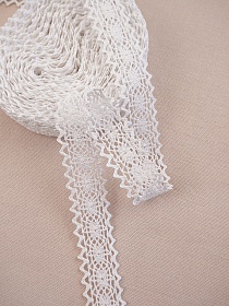 Кружево цв.белый, ш.25мм, хлопок-90%, п/э-10%, 10м., рис.079/1