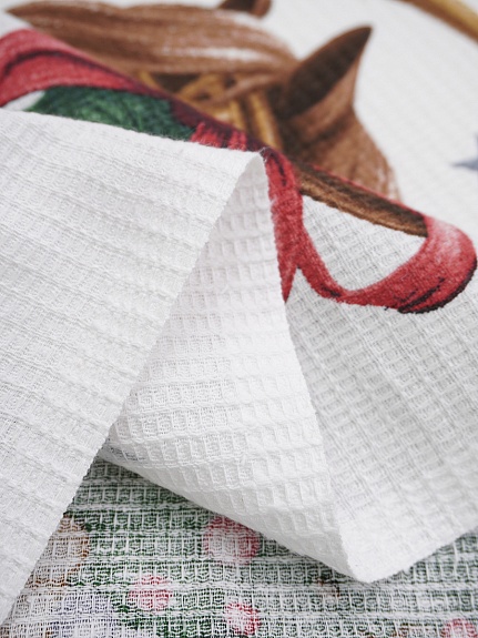 Вафельное полотно (холст) "Новогодняя удача", ш.0.5м, хлопок-100%, 165гр/м.кв, раппорт 63см