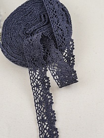 Кружево цв.темно-синий флер, ш.25мм, хлопок-90%, п/э-10%, 10м, рис.044/22