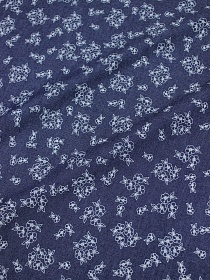 Джинсовая ткань "Чудные букетики на чернильной джинсе", ш.1.45м, хлопок-85%, п/э-15%, 135гр/м.кв