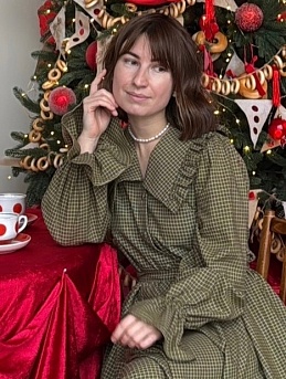 Платье из пестряди "Средняя клетка на т.болотно-зеленом"