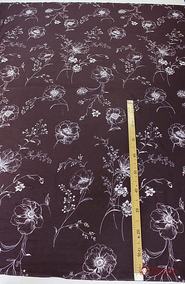 Поплин "Цветалина" цв.шоколадно-лиловый, (комп), ш.2.2м, хлопок-100%, 110гр/м.кв