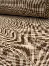 Пестрядь "Мелкая бежевая клетка" цв.коричневый, ш.1.45м, хлопок-100%, 135гр/м.кв