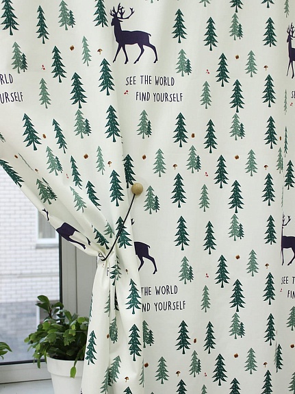 Интерьерный хлопок "Скандинавский лес", ш.1.5м, хл-100%, 230гр/м.кв, раппорт 49см