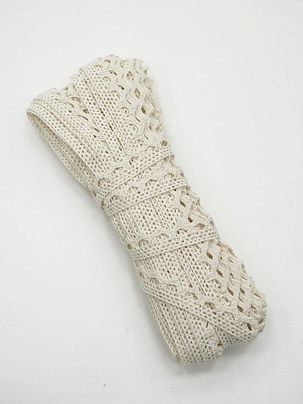 Кружево цв.суровый светлый, ш.10мм, хлопок-100%, 10м, рис.075/2