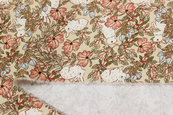 Плательный хлопок (Digital) "Ягодный плутишка" цв.телесно-бежевый, ш.1.5м, хлопок-100%, 150гр/м.кв