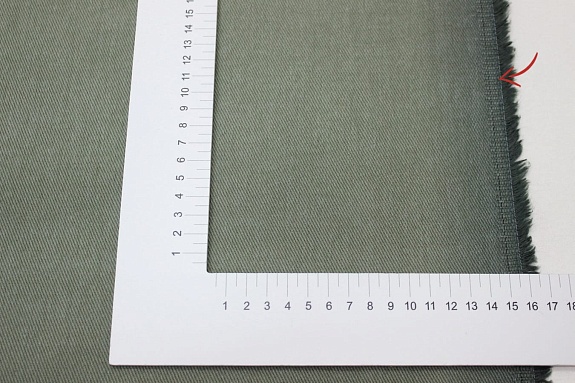 Джинс с ворсом цв.Хаки шалфей, ш.1.5м, хлопок-100%, 330гр/м.кв