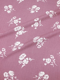 Брак(уценка) Креп-вискоза с эфф. жатости "Цветочная нотка" цв.винтажный лилово-бордовый, ш.1.4м