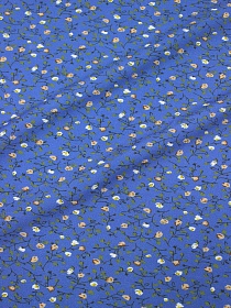 Мерный лоскут (ткань в отрезах) Штапель Премиум "Ажурный вьюнок на джинсово-синем", ш.1.45м, вискоза-100%, 105гр/м.кв