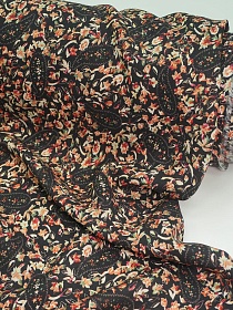 Штапель Премиум (Digital) "Энжела" цв.темно-коричневый, ш.1.45м, вискоза-100%, 125гр/м.кв