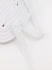 Кружево цв.белый, ш.15мм, хлопок-90%, п/э-10%, 10м