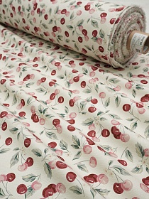 Интерьерный хлопок "Сочная вишня" цв.кремовый, ш.1.5м, хлопок-100%, 235гр/м.кв