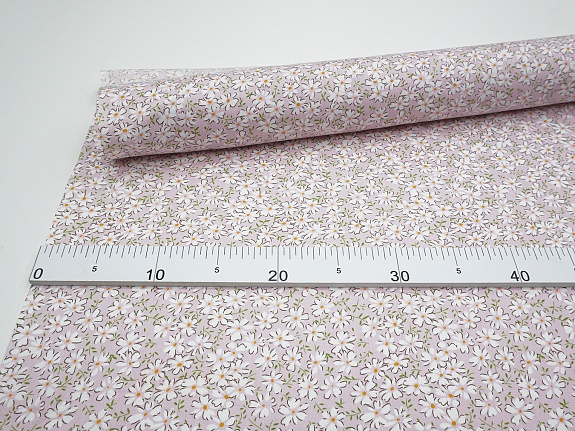 Сатин "Хоровод ромашек" цв.жемчужная роза, ш.1.60м, хлопок-100%, 110гр/м.кв