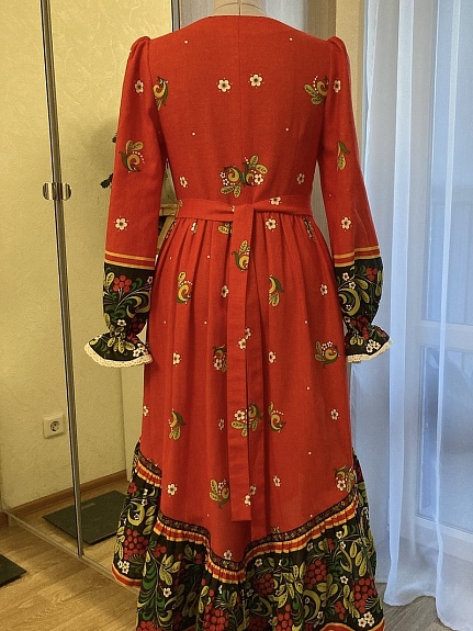 Платье из Рогожки "Красная рябина"