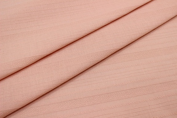 Фактурный хлопок "Рельефные полоски" цв.Пыльный розово-персиковый , ш.1.45м, хл-100%, 115гр/м.кв