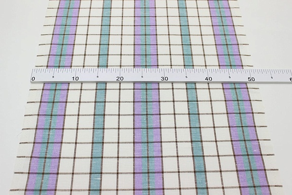 Холст полотенечный "Клетка" цв.сиреневый/мятный, ш.0.5м, лен-30%, хл-70%, 140гр/м.кв