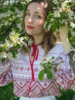 Рубашка в русском стиле из рогожки "Каравай"