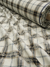 Фуле с вареным эффектом "Клетка" цв.сливочный, ш.1.45м, хлопок-100%, 180гр/м.кв