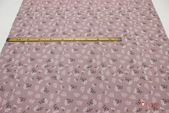 Плательный хлопок "Веточки ромашки на лилово-розовом", ш.1.43м, хлопок-100%, 125гр/м.кв