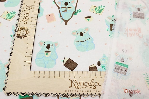 Муслин двухслойный "Коалы", ш.1.35м, хлопок-100%, 100гр/м.кв