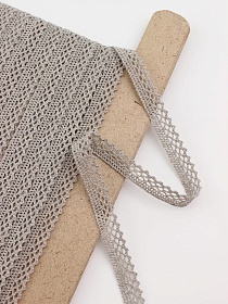 Кружево цв.серо-бежевый с оливковым оттенком, ш.10мм, хлопок-90%, п/э-10%, рис.129/5