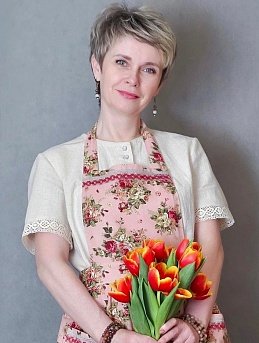 Фартук из хлопкольна "Чайная роза на винтажно-розовом"