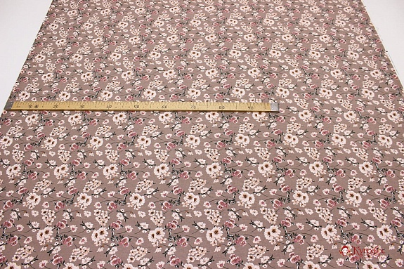 Теплый хлопок "Восточный сад на кофейно-розовом", ш.1.40м, хлопок-100%, 150гр/м.кв