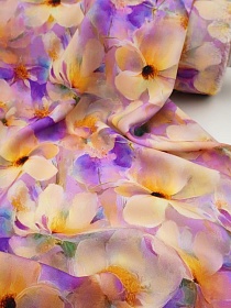 Штапель Премиум "Акварельная весна" цв.сиреневый ш.1.45м, вискоза-100%, 115гр/м.кв