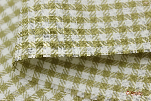 Полулен пестротканый "Оливковая/белая клетка", ш.1,51м, лен-52%, хл-48%, 170 гр/м.кв