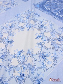Перкаль "Цветочный орнамент" (Гол.платок 0,74м*0,81м), цв.голубой, ш.1.5м, хл-100%, раппорт 0.81м