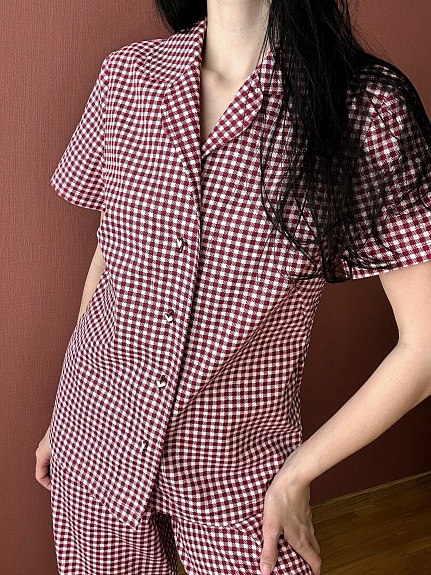 Домашний костюм из бязи "Клетка виши"