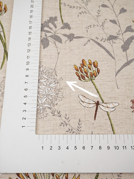 Полулен "Черемша - горчичные цветы" (на суровом), СОРТ2, ш.1.5м, лен-30%, хлопок-70%, 140гр/м.кв