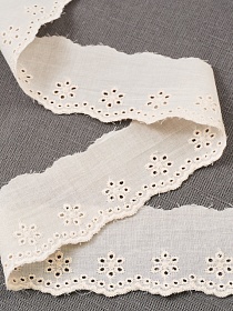 Шитье цв.кремовый (общая ширина 40мм, ширина вышивки 24мм), хлопок-100%, батист