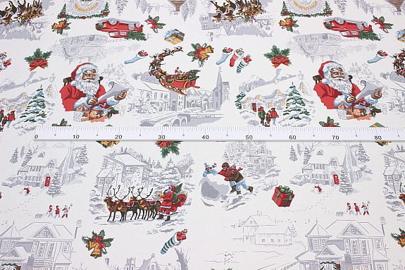Рогожка "Рождественские зарисовки", ш.1.54м,  хлопок-100%, 165гр/м.кв
