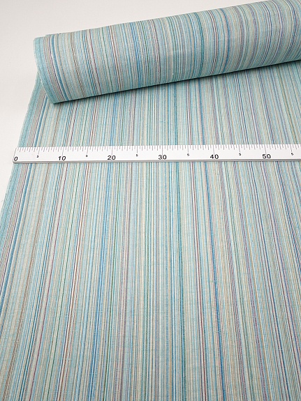 Полулен пестротканый "Св.мятно-бирюзовый меланж - полоска", ш.1.55м, лен-50%, хлопок-50%, 152гр/м.кв