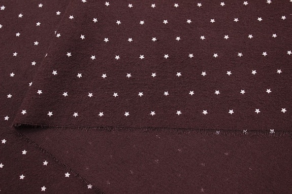 Теплый хлопок "Мелкие звезды на т.шоколадно-лиловом", ш.1.52м, хлопок-100%, 150гр/м.кв