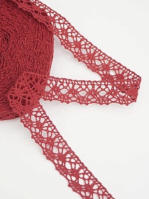 Кружево цв.красный, ш.20мм, хлопок-90%, п/э-10%, 10м, рис.015/16