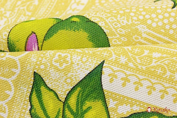 Рогожка "Сочные лимоны с каймой", ш.1.5м, хлопок-100%, 150гр/м.кв