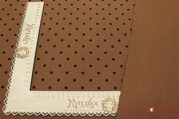 Теплый хлопок "Редкий черный горох" цв.орехово-коричневый, ш.1.50м, хлопок-100%, 160гр/м.кв