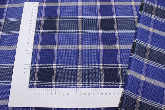 Фуле "Клетка" цв.василек/чернильно-синий, ш.1.45м, хлопок-100%, 180гр/м.кв