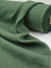 Лен костюмный с эффектом мятости цв.Темно-эвкалиптовый, ш.1.45м, лен-100%, 190гр/м.кв
