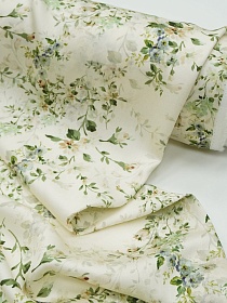 Вискозный атлас Цифр.печать "Весенние грезы" цв.кремовый, ш.1.5м, вискоза-100%, 120гр/м.кв